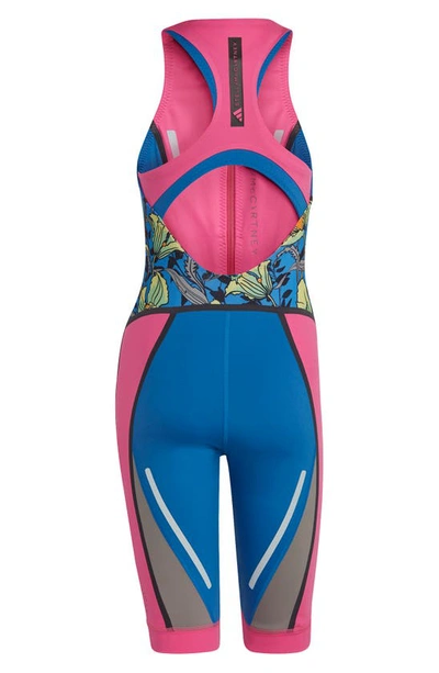 Shop Adidas By Stella Mccartney Truenature One-piece Swimsuit In Multicolor/ Blue/ Dove Grey