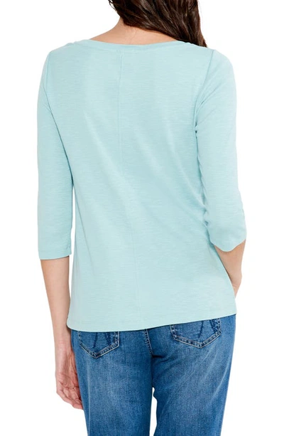 Nic + Zoe Boat Neck Cotton Blend T-shirt In Aquifer