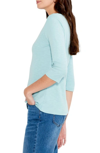 Nic + Zoe Boat Neck Cotton Blend T-shirt In Aquifer