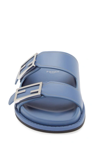 Shop Fendi Feel Dual Strap Slide Sandal In Perfect Blue