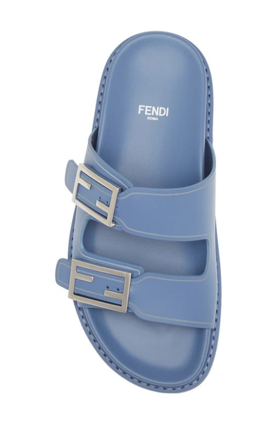 Shop Fendi Feel Dual Strap Slide Sandal In Perfect Blue