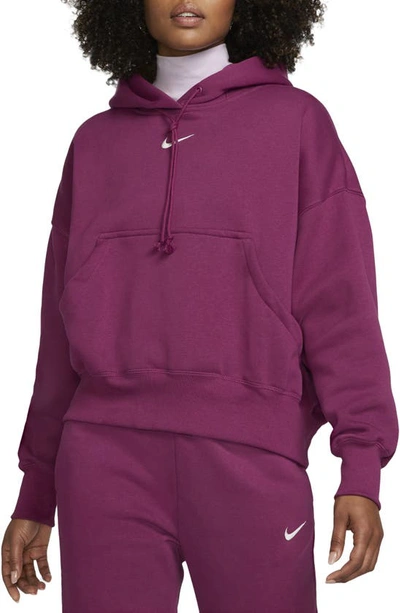 Shop Nike Sportswear Phoenix Fleece Pullover Hoodie In Rosewood/ Sail