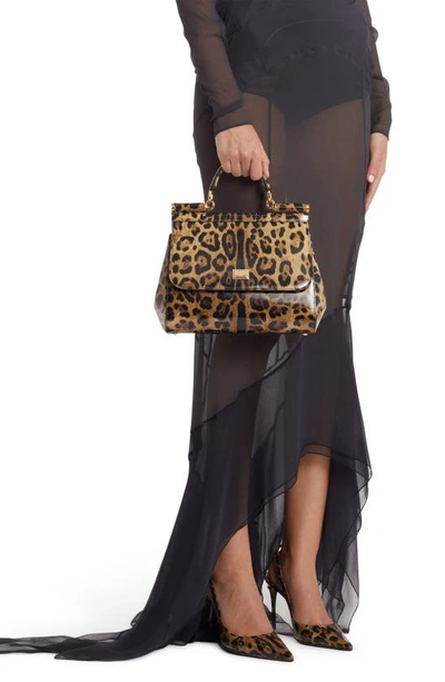 Shop Dolce & Gabbana Kim Sicily Leopard Print Handbag In Leo Print Calf Hair