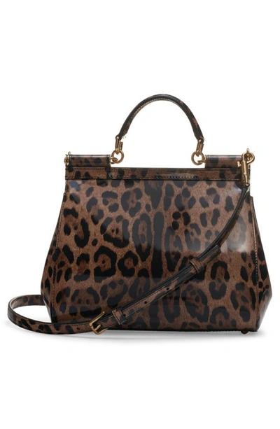 Dolce & Gabbana Top Handle Leopard Print Leather Bag In Leo Print Calf Hair