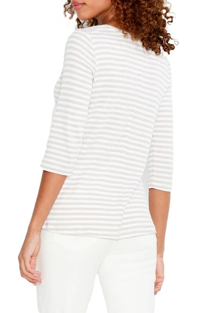 Shop Nic + Zoe Stripe Cotton & Modal T-shirt In Neutral Multi