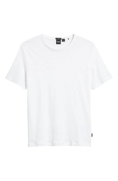 Shop Hugo Boss Tiburt Slub Linen T-shirt In White