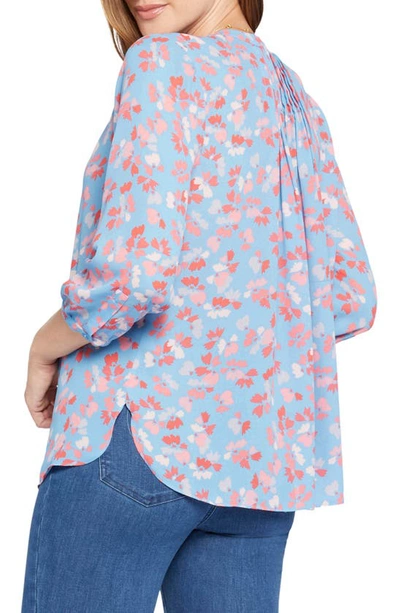 Shop Nydj High-low Crepe Blouse In Pacific Meadows