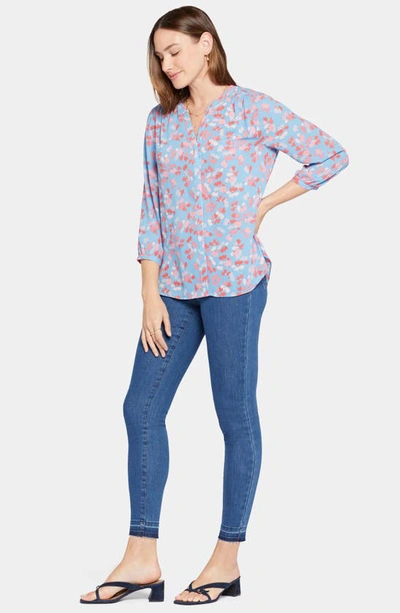 Shop Nydj High-low Crepe Blouse In Pacific Meadows