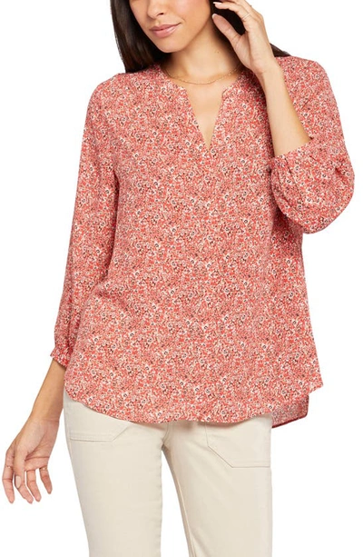 Shop Nydj High-low Crepe Blouse In Griffen Park