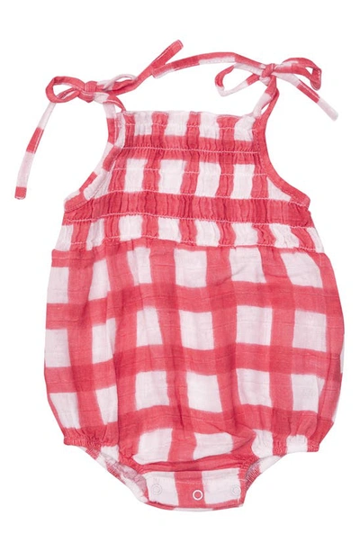 Shop Angel Dear Painted Gingham Tie Strap Romper In Red