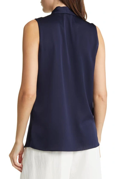 Shop Kobi Halperin 'mila' Sleeveless Stretch Silk Blouse In Midnight