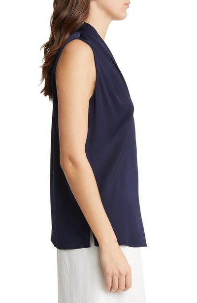 Shop Kobi Halperin 'mila' Sleeveless Stretch Silk Blouse In Midnight