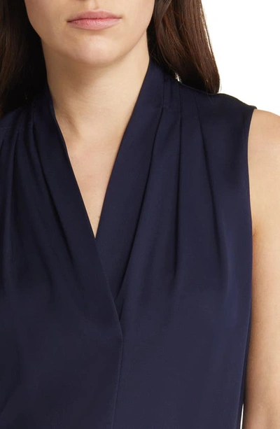 Shop Kobi Halperin 'mila' Sleeveless Stretch Silk Blouse In Midnight