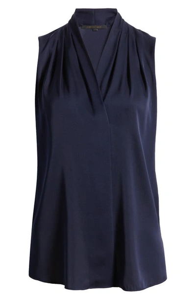 Shop Kobi Halperin 'mila' Sleeveless Stretch Silk Blouse In Midnight