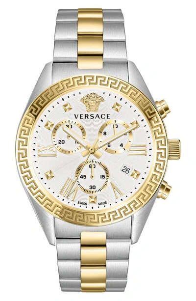 Shop Versace Greca Chronograph Bracelet Watch, 40mm In Two Tone