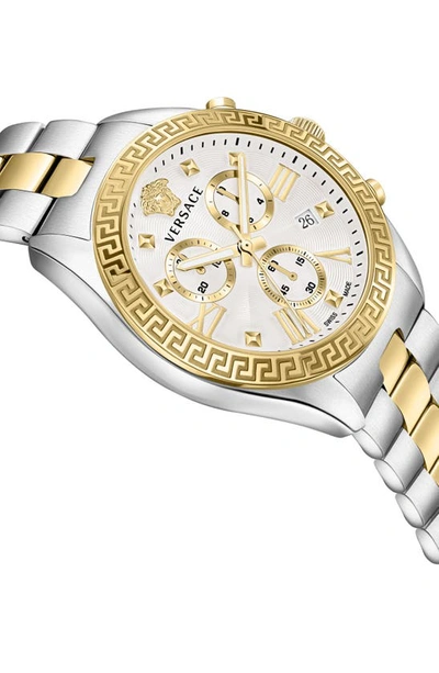 Shop Versace Greca Chronograph Bracelet Watch, 40mm In Two Tone