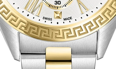 Shop Versace Greca Chronograph Bracelet Watch, 40mm In Two Tone