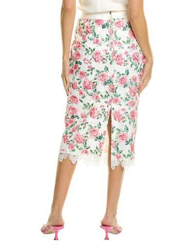 Shop Gracia Floral-lace Slit-back Bodycon Midi Skirt In White