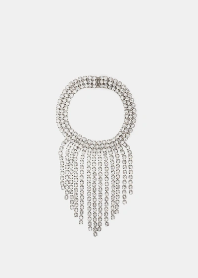 Shop Alessandra Rich Crystal Fringed Necklace In Silver