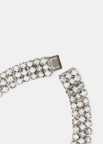 Shop Alessandra Rich Crystal Fringed Necklace In Silver