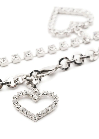 Shop Alessandra Rich Crystal Heart Necklace In Silver