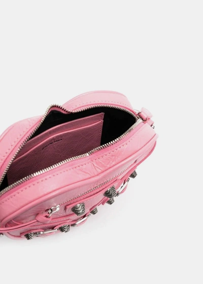 Shop Balenciaga Pink Mini Le Cagole Heart Leather Crossbody Bag