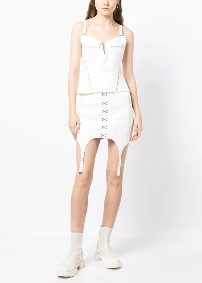 Shop Dion Lee White Corset Garter Miniskirt In Ivory