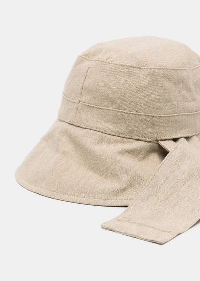 Shop Jacquemus Beige 'le Bob Bando' Strap Bucket Hat