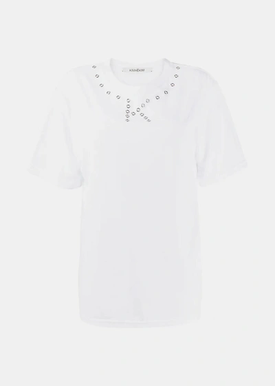 Shop Kimhēkim White Eyelet K T-shirt