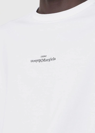 Shop Maison Margiela White Upside Down Logo T-shirt