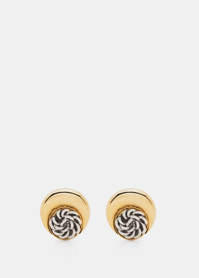 Shop Marine Serre Gold Regenerated Buttons Moon Earrings