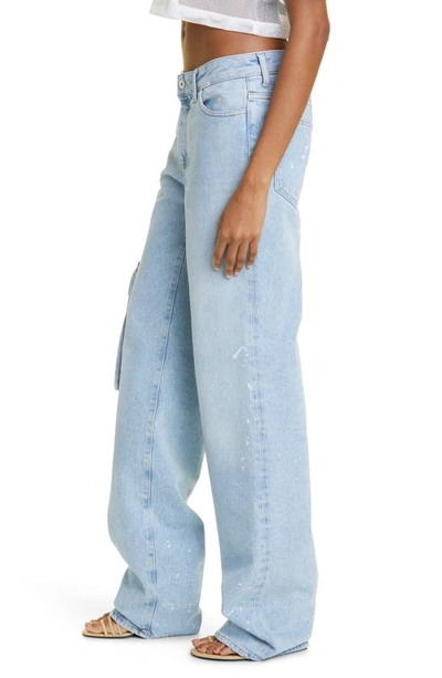 Shop Off-white Painted Toybox Extralong Cargo Jeans In Light Blue