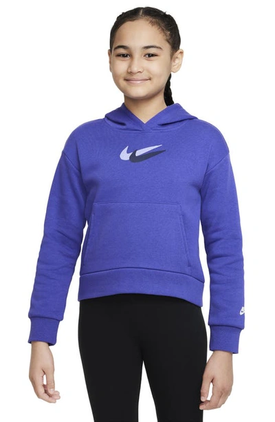 Shop Nike Kids' Fleece Hoodie In Lapis/ White
