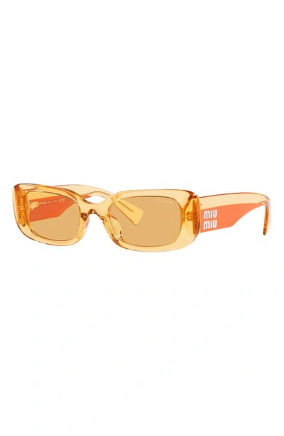 Shop Miu Miu 51mm Rectangular Sunglasses In Orange