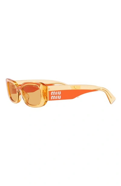 Shop Miu Miu 51mm Rectangular Sunglasses In Orange