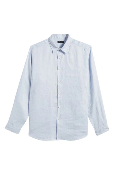 Shop Theory Irving Solid Linen Button-up Shirt In Olympic - Yjy