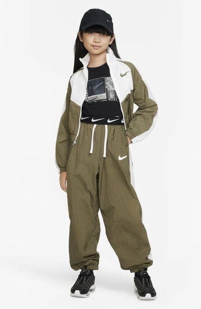 Shop Nike Kids' Sportswear Track Jacket In Medium Olive/ White
