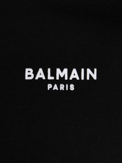 Shop Balmain Flocked Logo T-shirt White/black