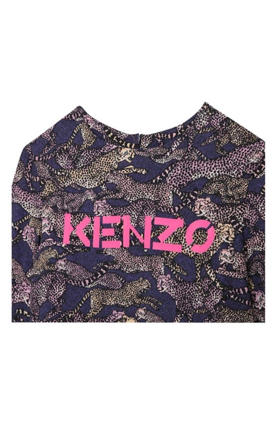 Shop Kenzo Kids' Cheetah Print Long Sleeve Dress In Plum