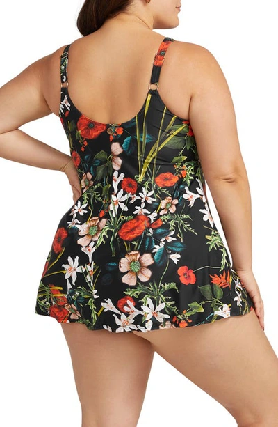 Shop Artesands Delacroix Floral Swim Dress In Black