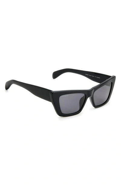 Shop Rag & Bone 53mm Polarized Cat Eye Sunglasses In Black/ Gray Polarized