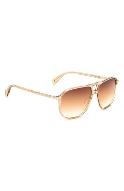 Shop Rag & Bone 58mm Rectangular Sunglasses In Beige/ Brown Brick