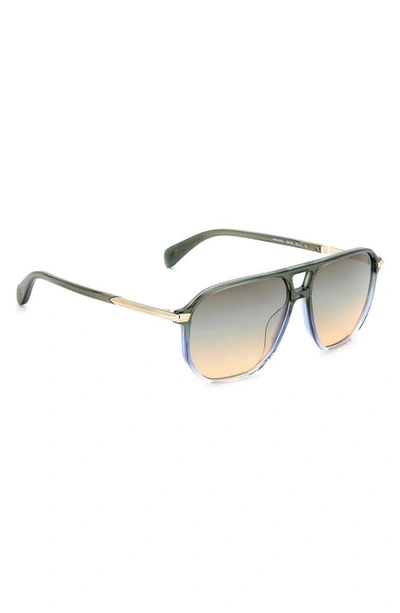 Shop Rag & Bone 58mm Rectangular Sunglasses In Green Black/ Brown Blue