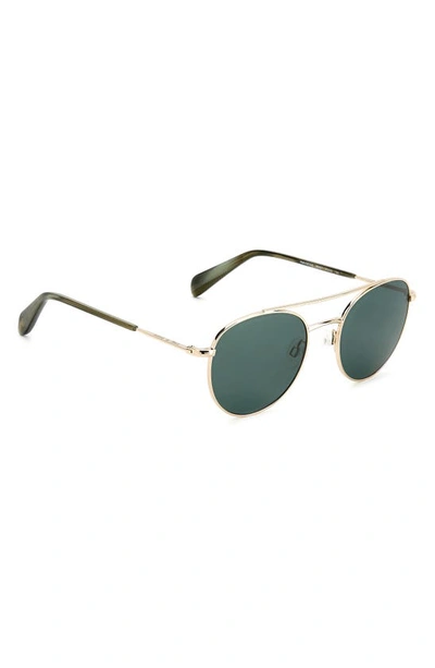 Shop Rag & Bone 51mm Round Sunglasses In Gold Green/ Green
