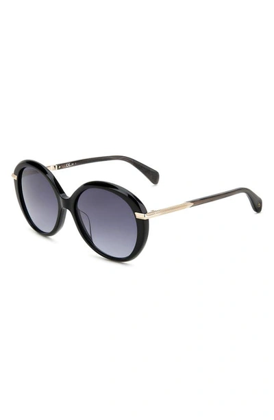 Shop Rag & Bone 56mm Gradient Round Sunglasses In Black/ Grey Shaded
