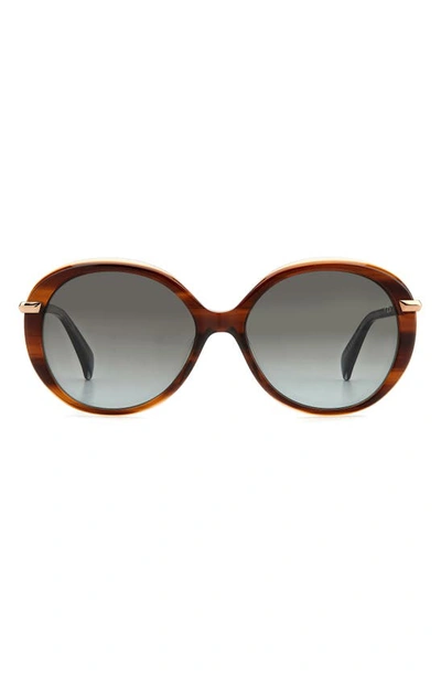 Shop Rag & Bone 56mm Gradient Round Sunglasses In Brown Horn/ Grey Shaded
