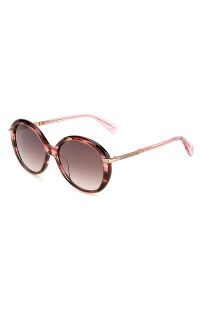 Shop Rag & Bone 56mm Gradient Round Sunglasses In Pink Horn/ Brown Gradient
