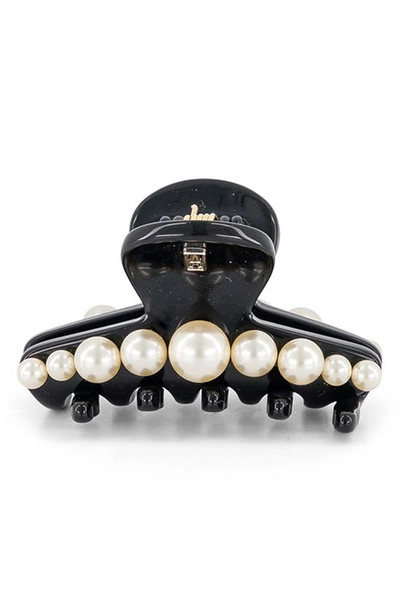 Shop Alexandre De Paris Imitation Pearl Claw Clip In Black