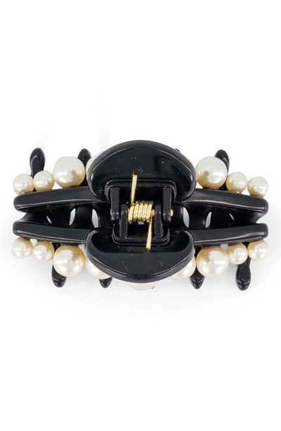 Shop Alexandre De Paris Imitation Pearl Claw Clip In Black