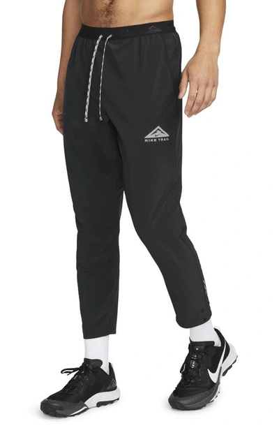 Shop Nike Dri-fit Trail Running Pants In Black/ Black/ White